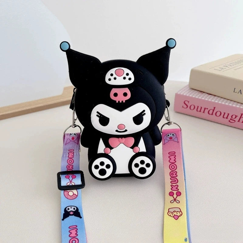 Hello Kitty Kuromi Coin Purse Cute Cartoon Student-Style Instagram-Inspired Fashion Bag Melody Silicone Crossbody Bag Qme