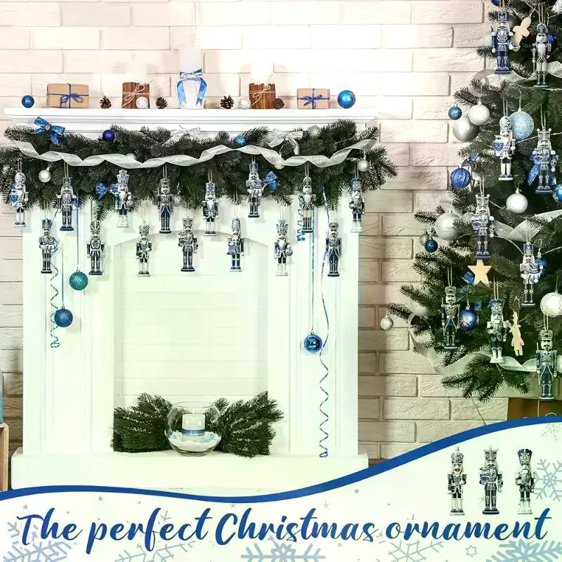 12PCS Nutcracker Wooden Decorative Set - New Year Christmas Gift, Party Decoration And Home Decor Xmas Tree Hanging Ornament Qme