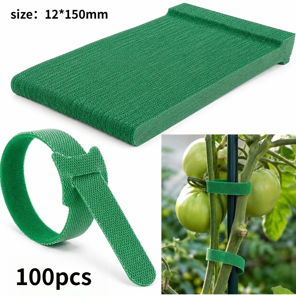 50/100Pcs Adjustable Hook Loop Plant Ties Anti Slip Reusable Soft Straps For Garden Flower Vine Fixed Binding Arrangement Qme Green 100pcs