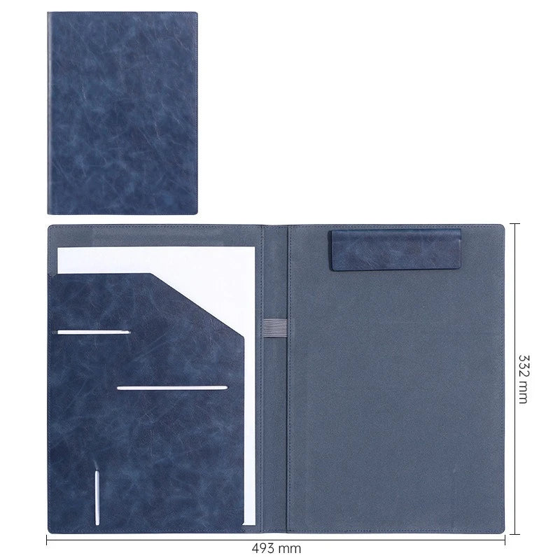 Faux Leather Interview Portfolio Folder Notepad Holder Business Card Qme Blue