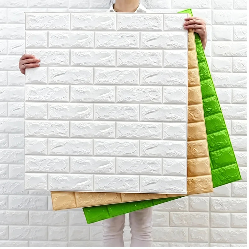 Retro 3D Brick Wallpaper 77x70cm 1- Self Adhesive Wall Sticker Qme