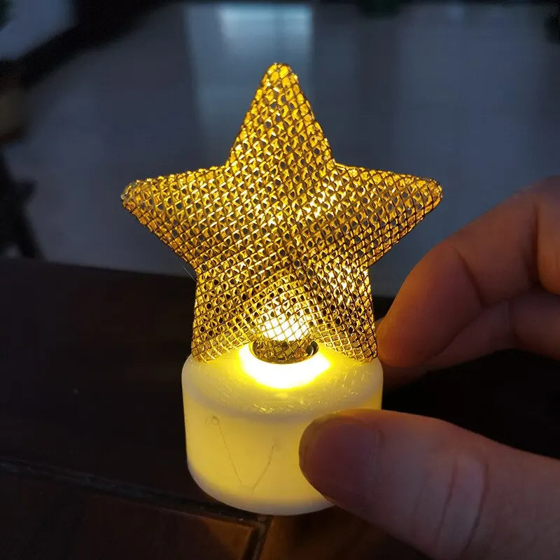 8CM LED Mini Electronic Candle Lamp Desktop Decoration Glowing Night-Light Christmas Golden Lighting Party-Decoration Star Qme