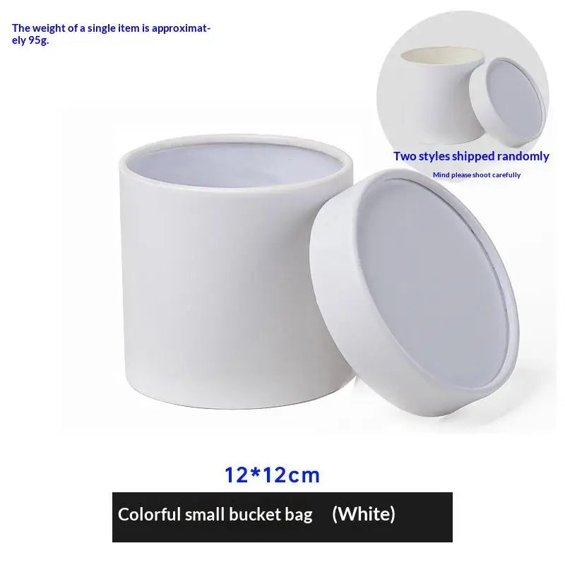 12x12cm Round Flower Box Arranged Gift Box Preserved Bouquet Elegant Box For Wedding Party Rose Flower Packaging Decoration Qme White