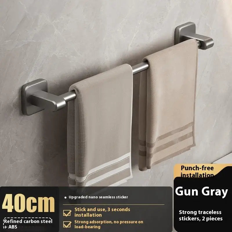 Two Layer Punch-free Towels Holder Bar Bathroom Storage Rack Towel Qme A2