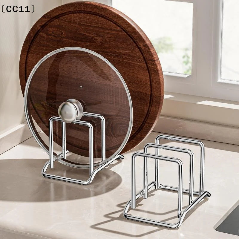Stainless Steel Household Pot Lid Rack Cutting Board Kitchen Storage Qme