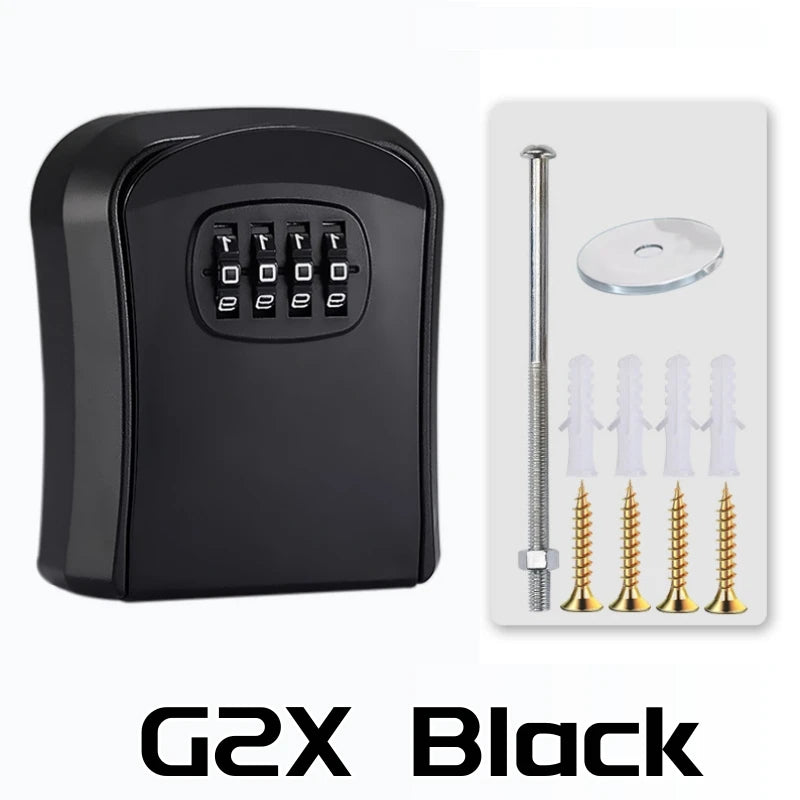 Key Lock Box 4 Digit Password ABS Security Anti-theft Durable Wall Mounted Password Key Box for Home or Office Key Safe Storage Qme G2X Black