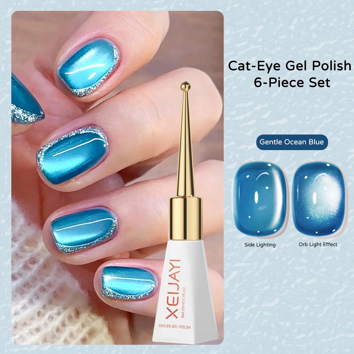Porcelain Grape Cat Eye Gel Polish, 6 Colors Magnetic Nail Art Gel 10ml, Glass Bead Effect Skin Brightening Long Lasting Qme C
