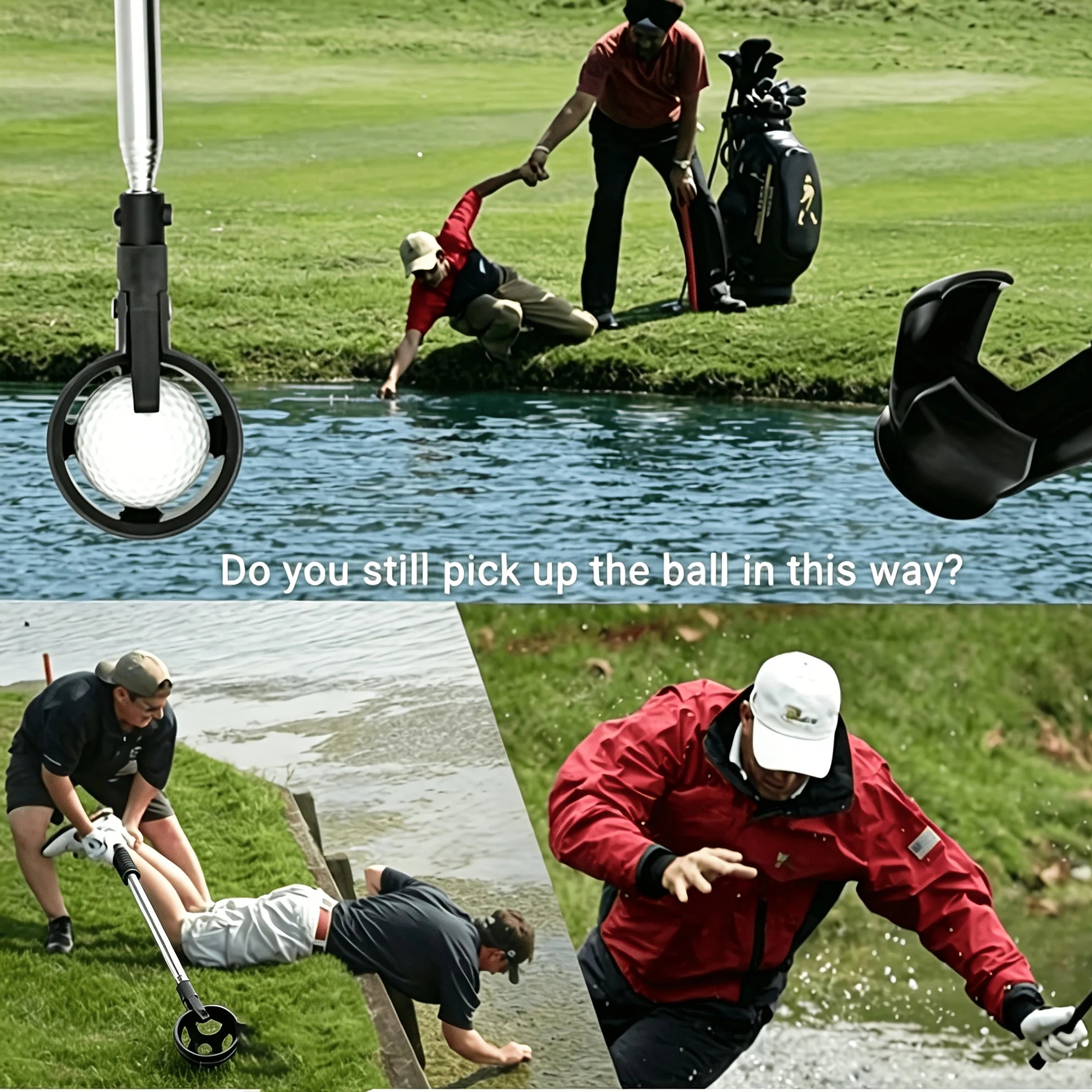 Telescopic Golf Ball Retriever, Stainless Steel Portable Golf Pick Up Tool, Premium Golf Accessory for Men Unique Golf Gift Idea Qme