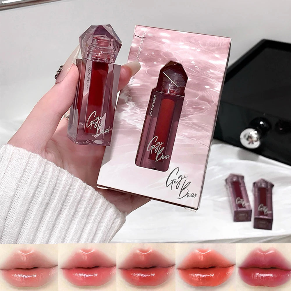 Gege Bear Mirror Lip Glaze Watery Shimmering Light Gloss Makeup 6 Qme