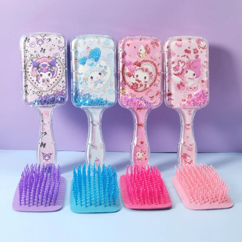 Hello Kitty Kuromi Square Clear Comb Cartoon Cushion Comb Hair Comb & Scalp Massager Air-Cushion Comb Qme