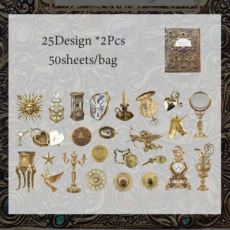50 Sheets/Bag Vintage Retro Steampunk Birds Stickers Pack DIY Scrapbooking Journal Decals for Phone Case Notebook Decoration Qme 6