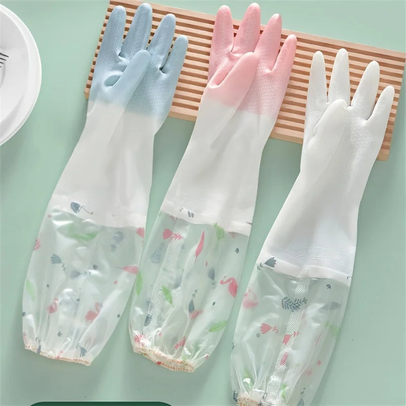Long Sleeve Rubber Gloves, Reusable Dishwashing Gloves,Kitchen Oven Pet Cleaning Gloves,Kitchen,Kitchen Items,Cleaning, Kitchen Qme