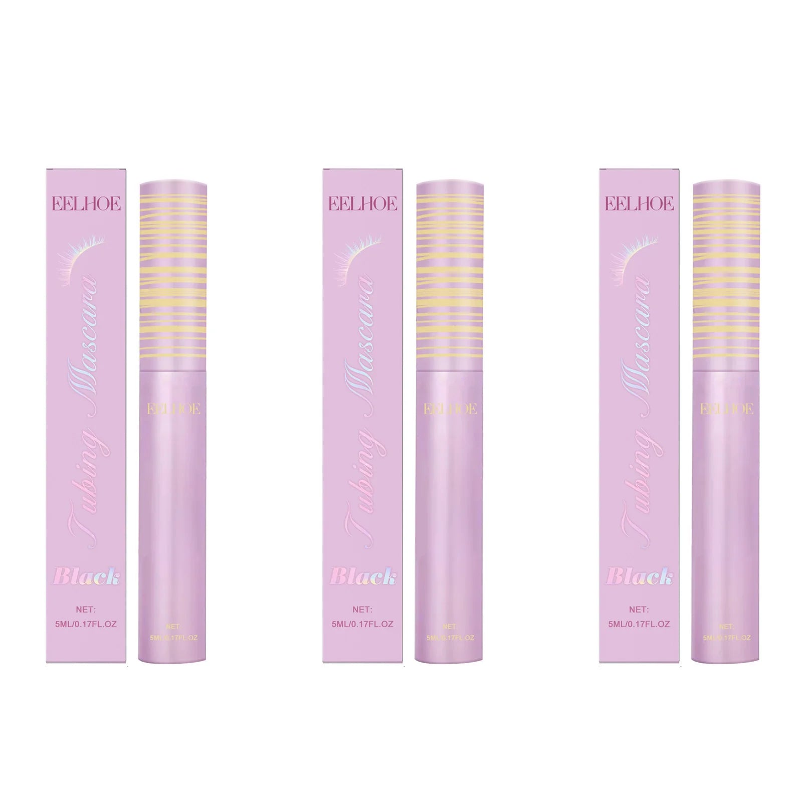Black Lengthening Mascara Natural Volumizing Curling Eyelashes Smudge-Proof Waterproof Clump-Free Gentle Care Black Mascara 5ml Qme 3 x 5ml Boxed