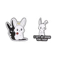 Cute Cartoon Rabbit Metal Enamel Pins Angel Halo Shadow Bunny & Slogan Text Brooches Backpack Hat Decor Gift For Teen Girls Qme Set