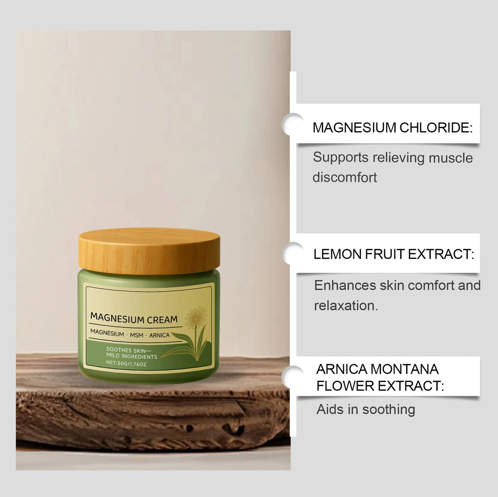 Magnesium Cream for Muscle & Nerve-Relief Moisturizing Body Massage Cream Fast Absorption Support Body Relief Daily Care Qme