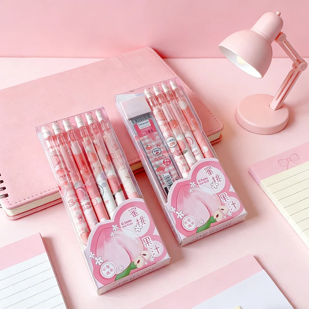 Kawaii Mechanical Pencil set 0.5/0.7mm 2B Refill Cute Cartoon Automatic Pencils School Office Supplies Child Gift Statione Qme