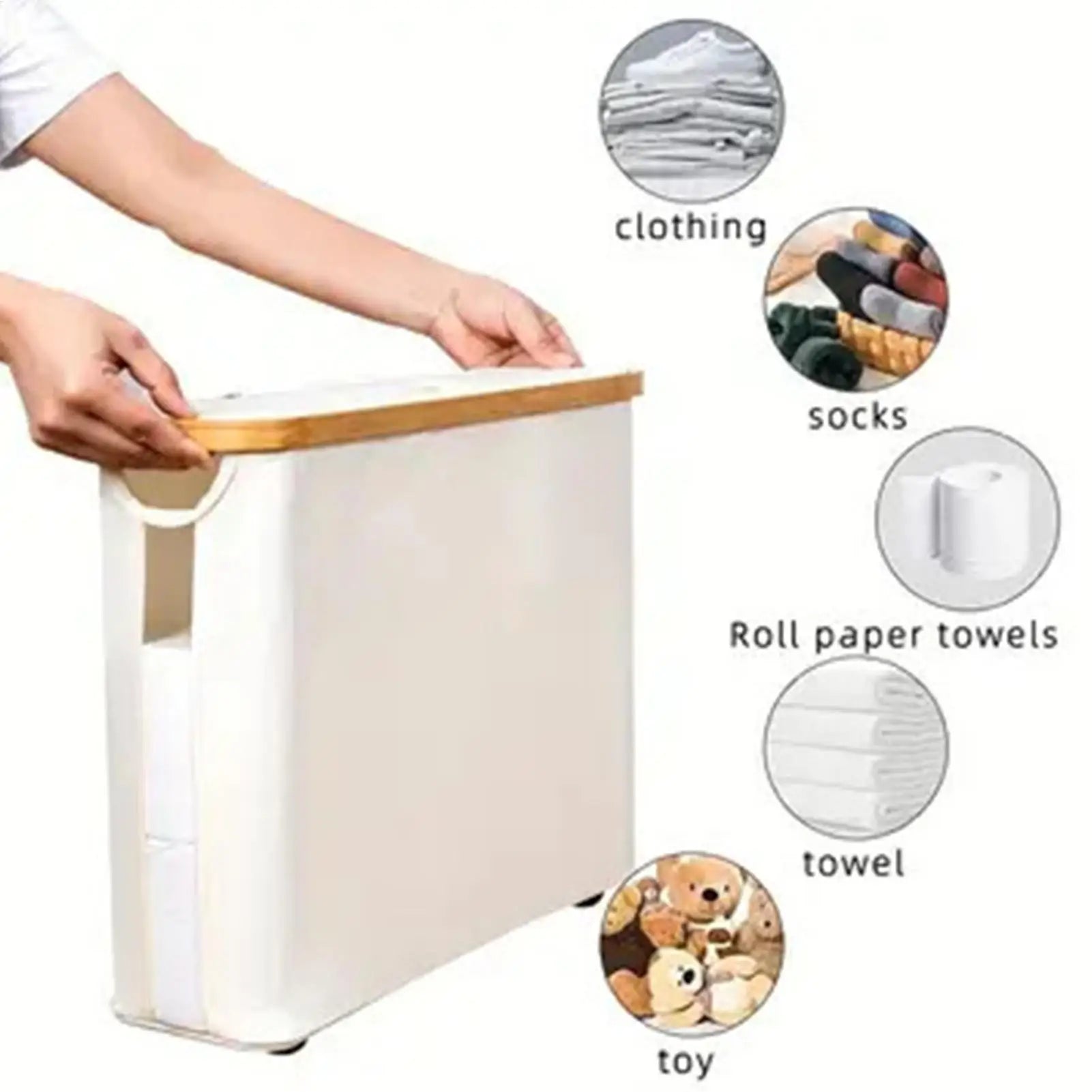NEW Toilet Paper Basket Free Standing Foldable Organizer Toilet Roll Storage Basket With Lid And Handle For Up To 12 Rolls Home Qme