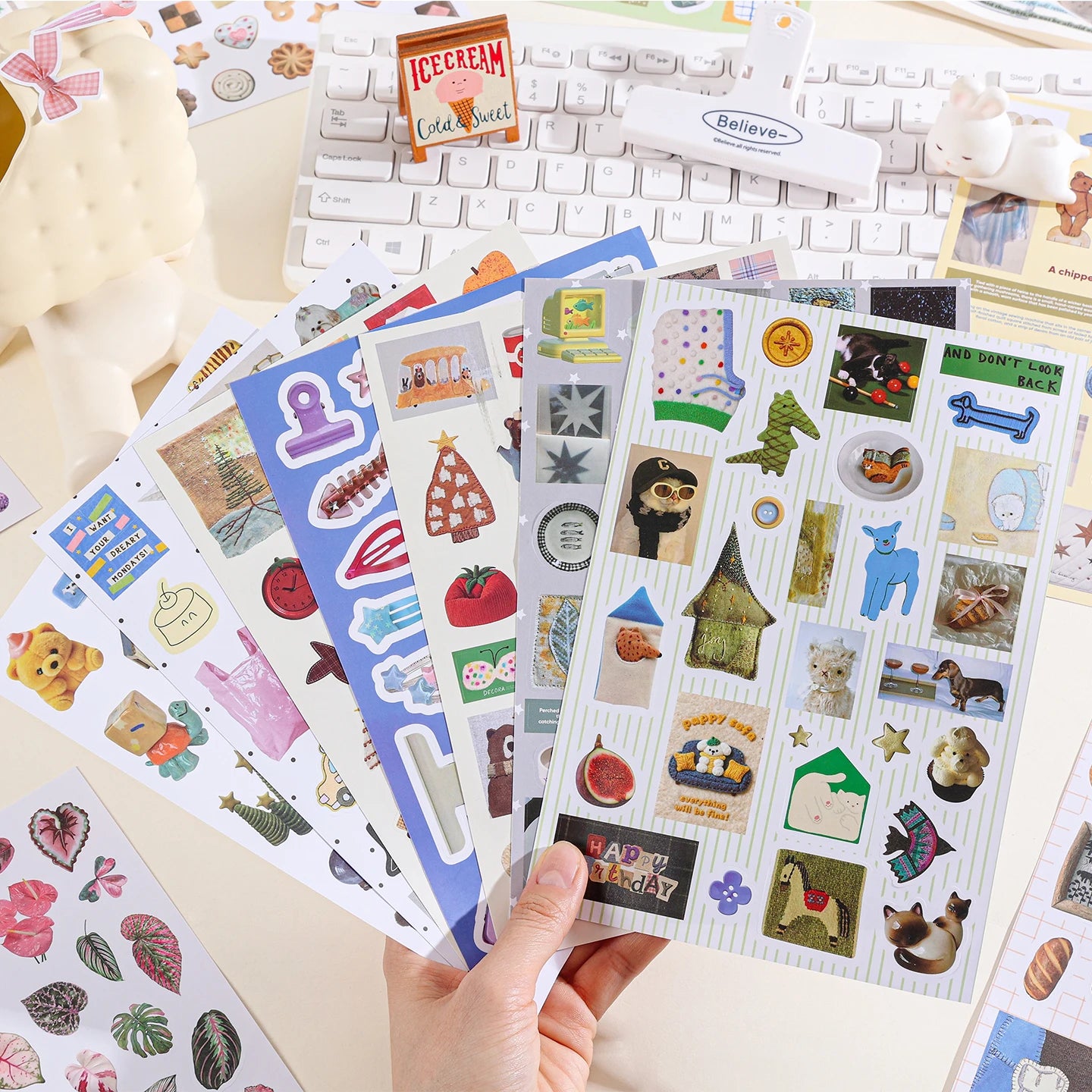 50 Sheets PET Die cut Stickers book Cute Cartoon Decorative handmade Scrapbooking Stickers Diary Japanese Stationery Supplies Qme