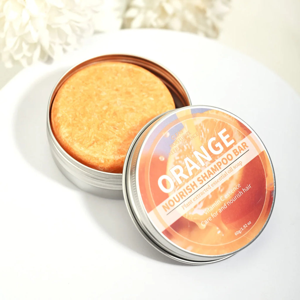 Sweet Orange Essential Oil Plant Shampoo Bar Deep Cleaning Soap Qme