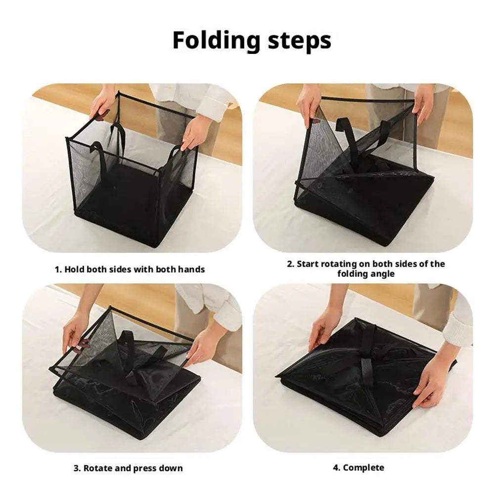 Square Dirty Clothes Basket Foldable Durable Breathable Large Capacity Mesh Storage Bag Simple Bathroom Laundry Basket Qme