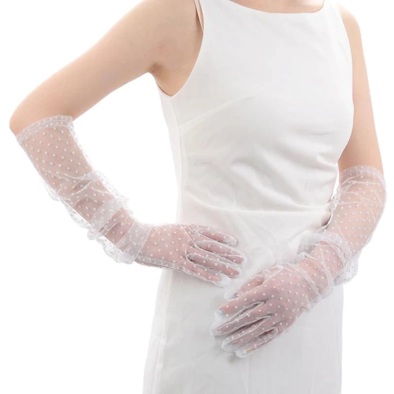 Women Sexy Vintage Tulle Gloves Lace Summer Drive Cycling Breathable Qme A