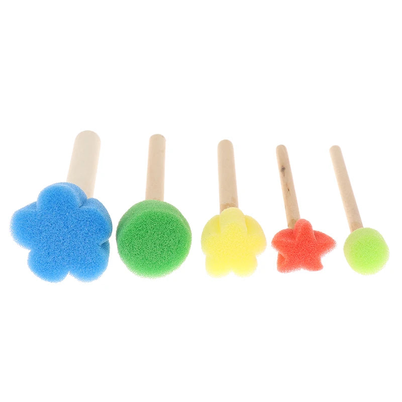 Kids Toddler Sponge Stamp Brush Kits Flower Drawing Toys Children Qme