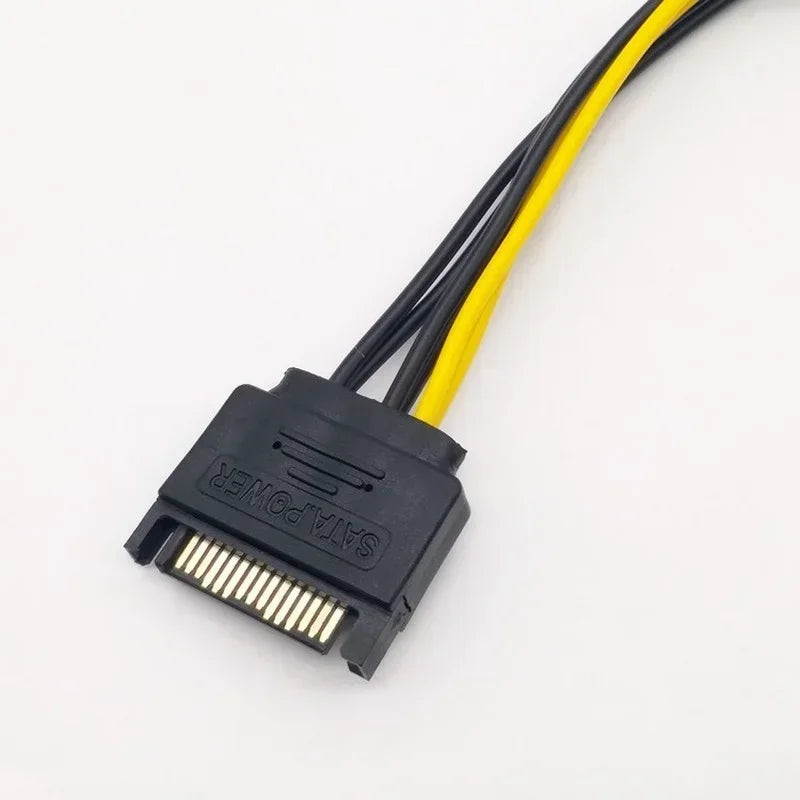 20cm High Speed 15 Pin SATA Male To 8 Pin(6+2) PCI-E Power Supply Cable SATA Cable 15-pin To 8 Pin Cable Qme