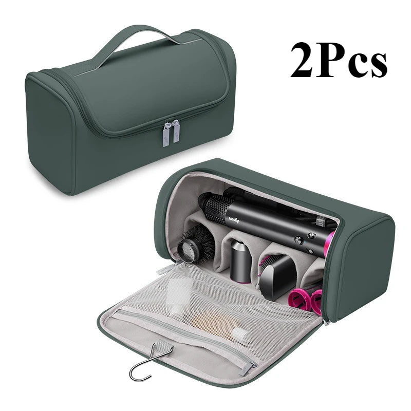 Hideable Hanging Hook Hair Dryer Case Portable Non-slip Tools Pouch Qme 2Pcs Green