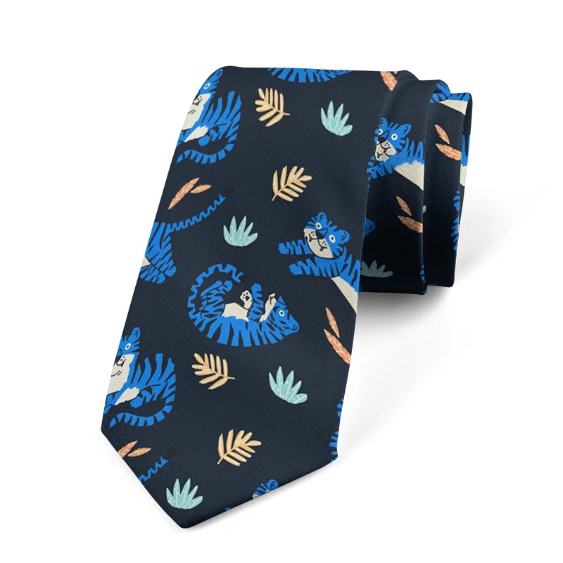 Fun Novel Lobster Crab Picture Design Tie Fashion Animal Print Men's Qme style2