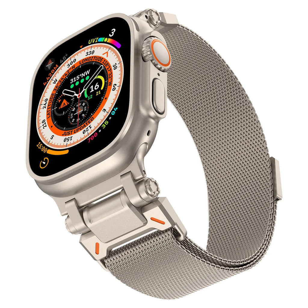 Milanese Titanium Color Band For Apple Watch Ultra 2/1 49mm Series 10 9 8 7 46mm 45mm Magnetic Loop Strap For iWatch 6 5 4 44mm Qme Titanium color 42mm Series 321