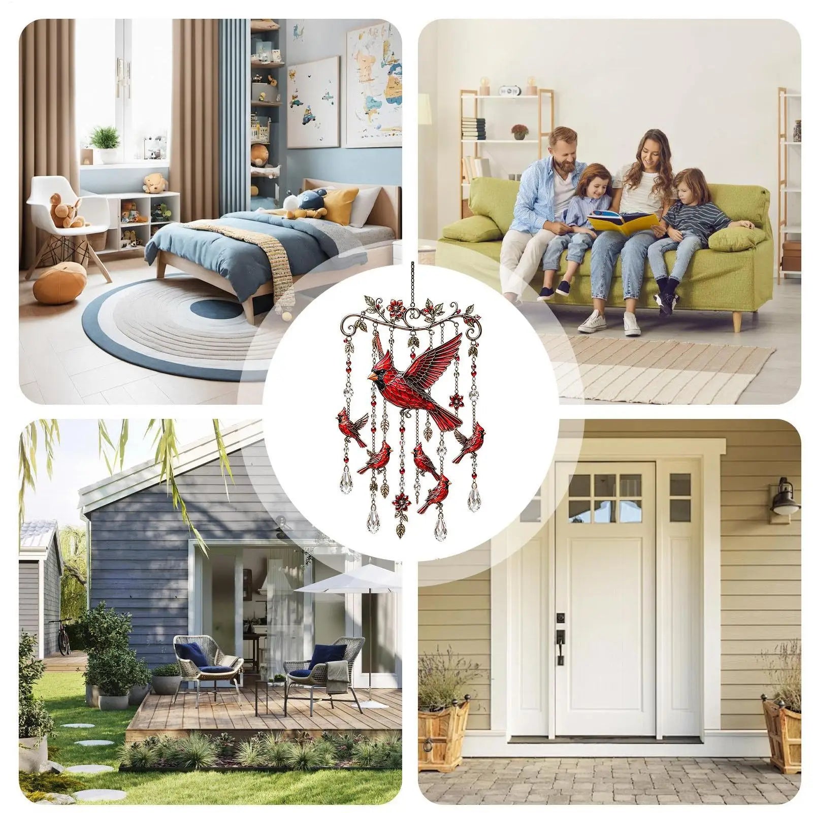 Bird Wind Chimes Garden Decoration Crystal Pendants Homeowners Nature Qme