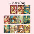 10 Sheets/Bag Dreamy Fairy Tale Theme Background Stickers, Fit for DIY, Scrapbook, Phone Case, Notebook & More Decorations Qme 2