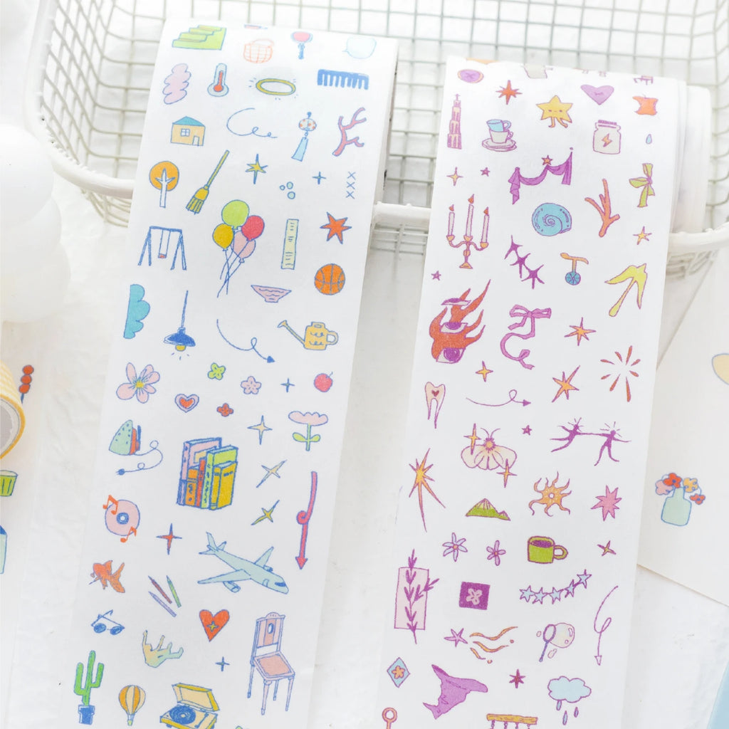 200cm/Roll INS Cartoon Masking Tapes Daily Life Decorative Label Stickers for Journal Scrapbooking Diary Album Stationery Tape Qme