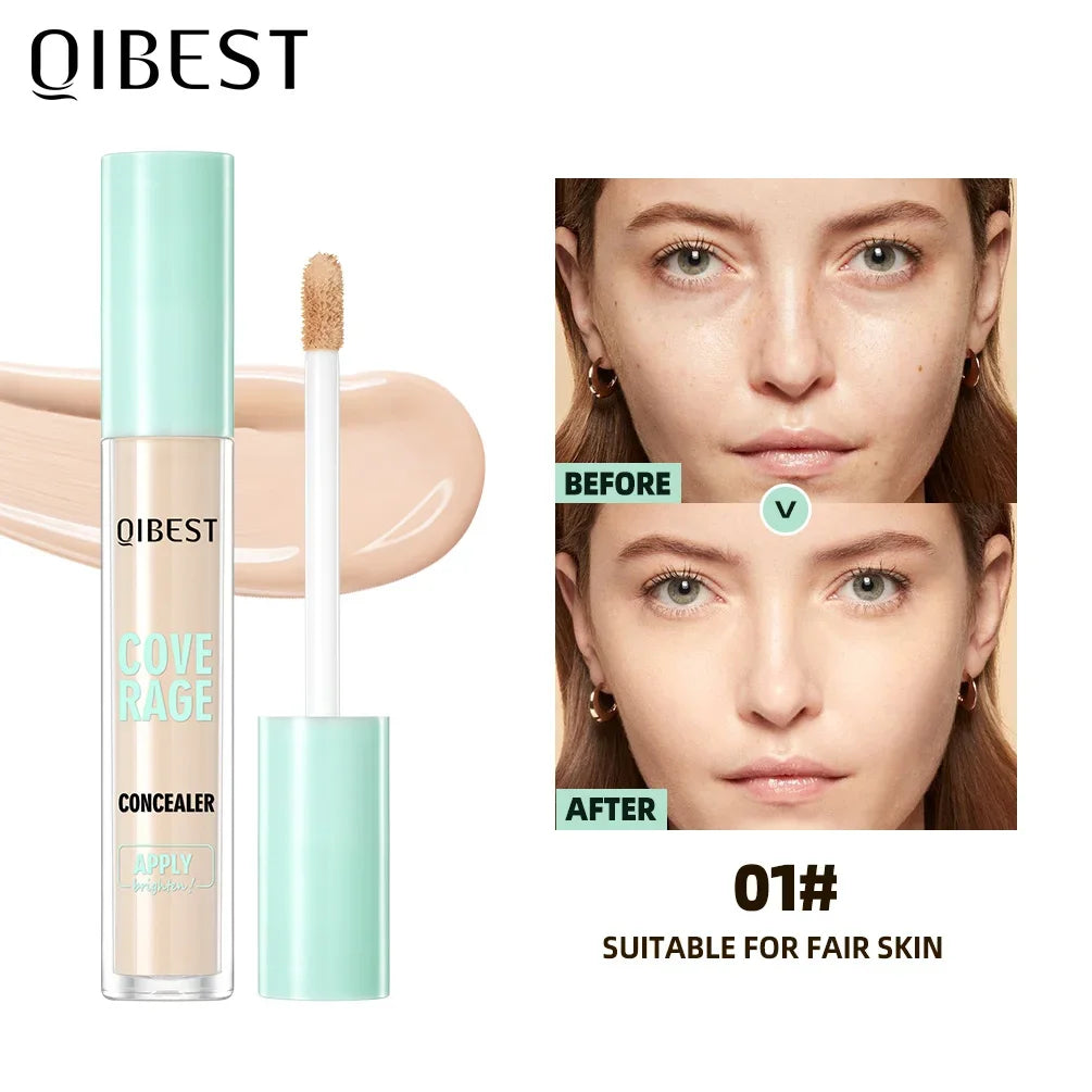 QIBEST 3D Full Coverage Concealer Long Lasting Liquid Concealer For Dark Circles Natural Finish Seamless Blend Under Eye Makeup Qme 01