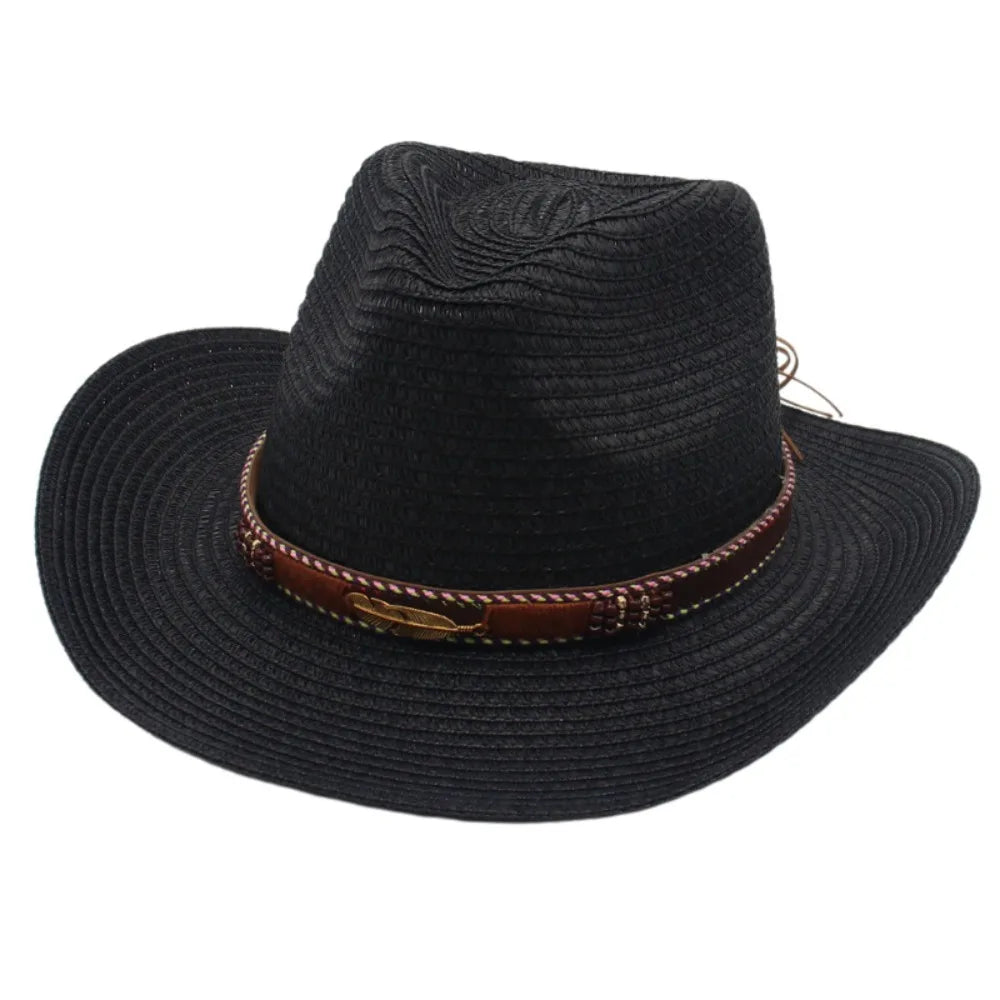 Fashion Summer Western Cowboy Hats Hiking Wide Brim Straw Cowgirl Hat Qme Style 2