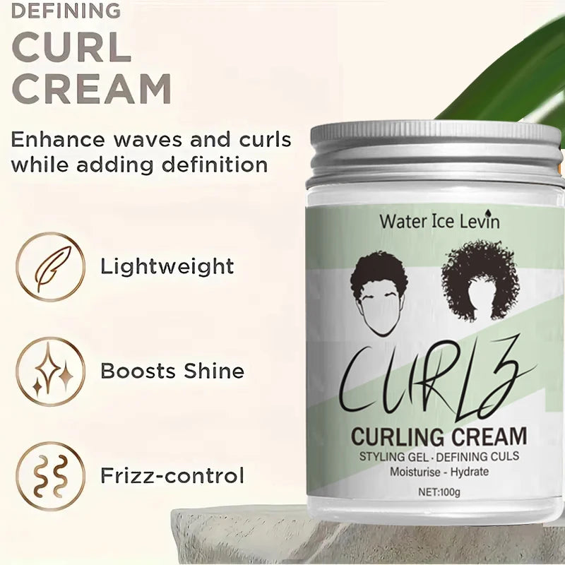 Curry Curling Cream Styling Hair Mask—Hair Care and Moisturizing Hydrate, Nourishes and Cares for Your Hair, Giving You a Radiant Shine/100G Bottle/Suitable for Travel Qme