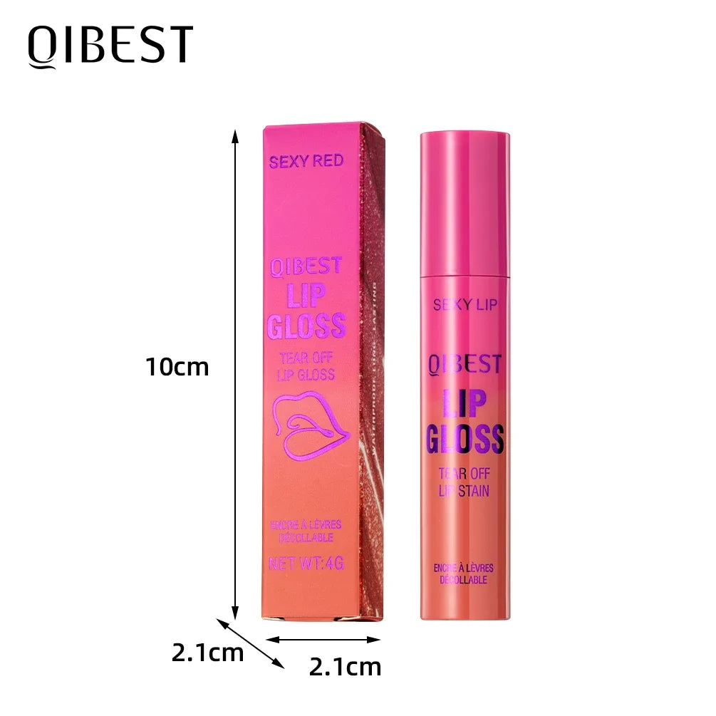 QIBEST Lip Liner Peel Off Tattoo Lipgloss Waterproof Lasting Lip Tint Red Brown Not Easy Fade Lip Stain Outline Contour Makeup Qme