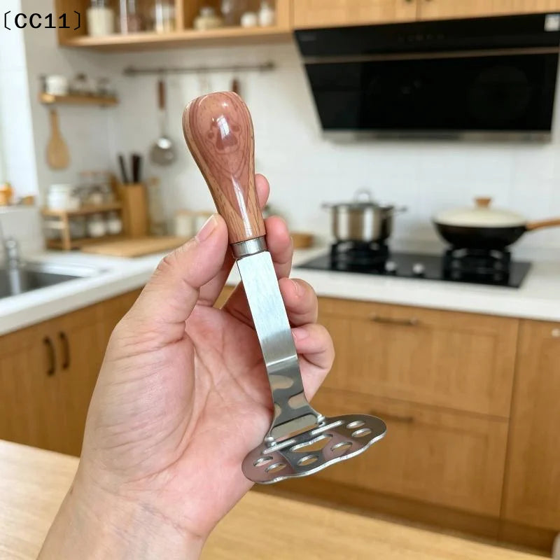 Stainless Steel Potato Masher Wooden Handle Food Grade Tool Home Qme