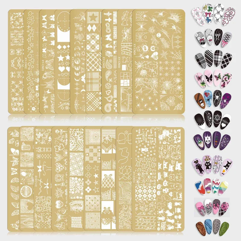 Template Stencils Bowknot Patterns Nail Stamping Plates Nail Art Stamper Kawaii Bow Image Plate Manicure Tools Qme