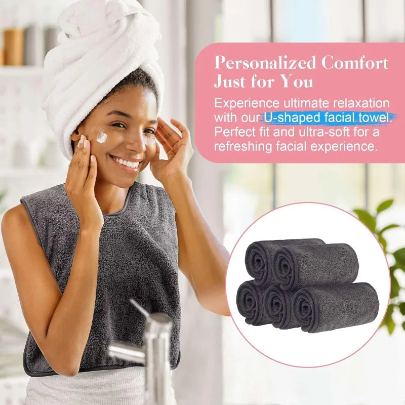 U-shaped Facial Towels Estheticians Massage Coral Fleece Split Qme