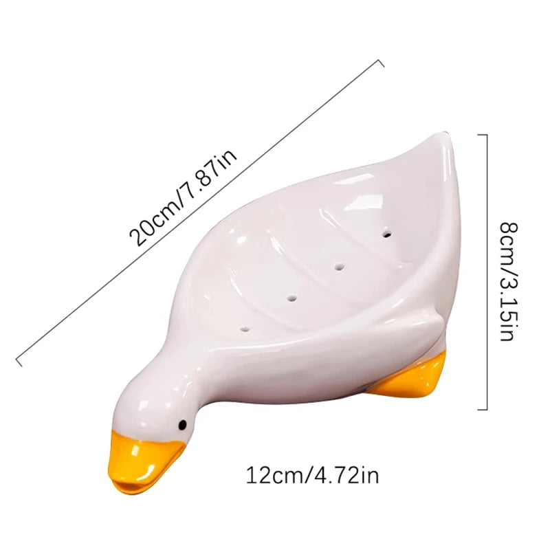 1Pc Yellow Duck Shape Soap Box Cartoon Soap Dish Drainable Soap Holder Soap Container Soap Dish For Tray Bathroom Accessories. Qme A1 White