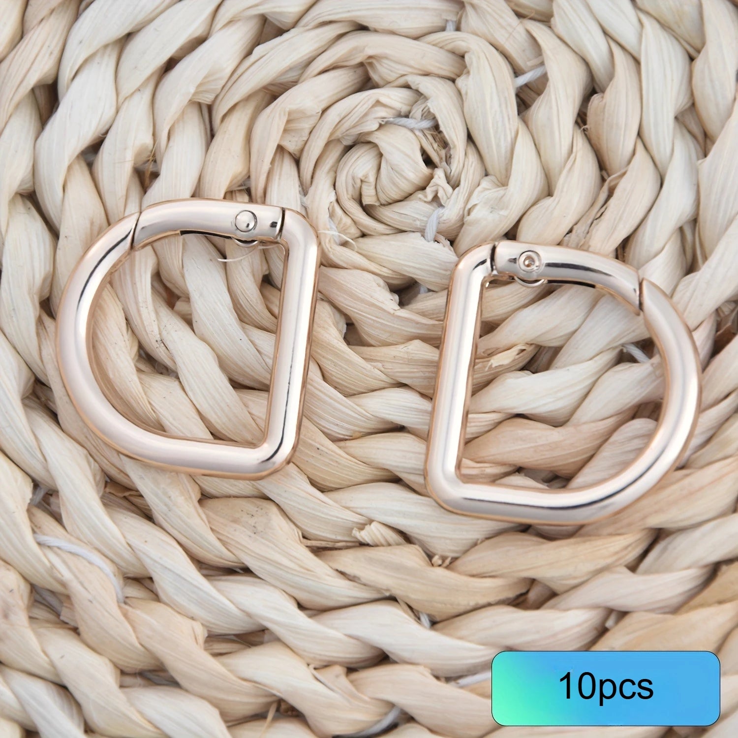 Spring Open D Ring Buckle Zinc Alloy Snap D Ring Clasp DIY Bag Hardware Accessories For Purse Handbag Strap Connect Hook Qme Light Golden 10pcs