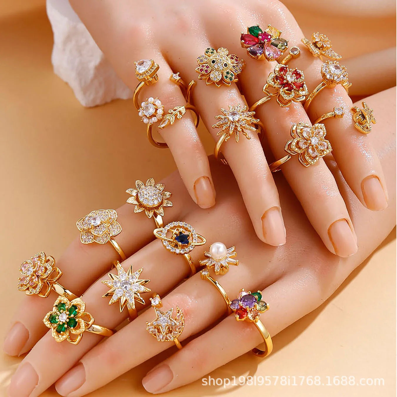 Luxury Rotating Anxiety Animal Rings for Women Spinner Fidgets Cute Flower Heart Dragonfly Anti Stress Ring Wedding Jewelry Qme