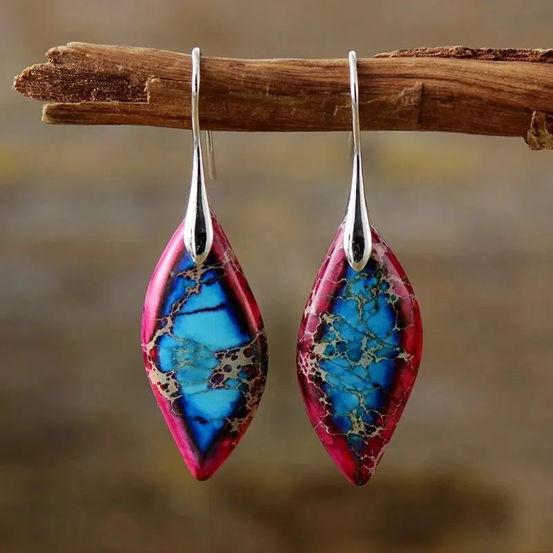 Trendy Minimalism Natural Emperor Jaspers Dangling Women Drop Earrings Ethnic Elegant Holiday Jewelry Gifts Qme