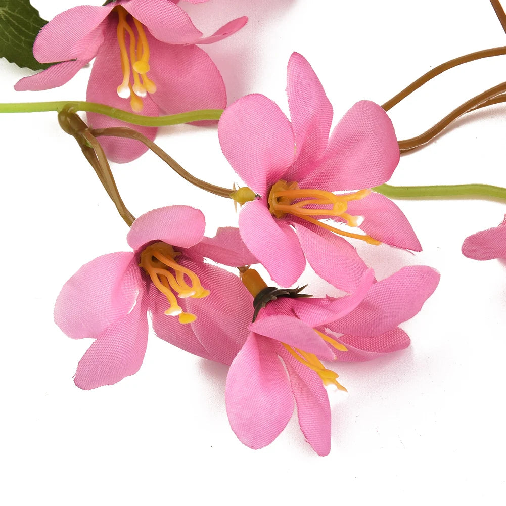 1PCS Hanging Artificial Fake Hanging Silk Flowers Vines Plants Garden Decor Indoor Outdoor Wedding Party Wall Balcony Decor Qme