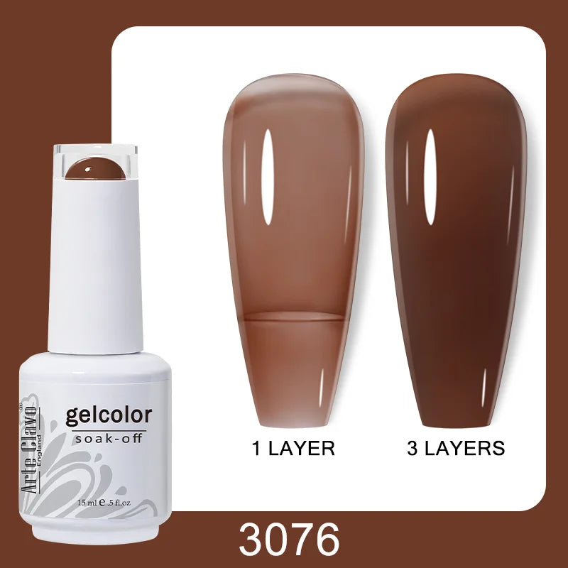 Arte Clavo Gel Nail Polish Matte Semipermanent Varnish UV Glitter Qme 3076