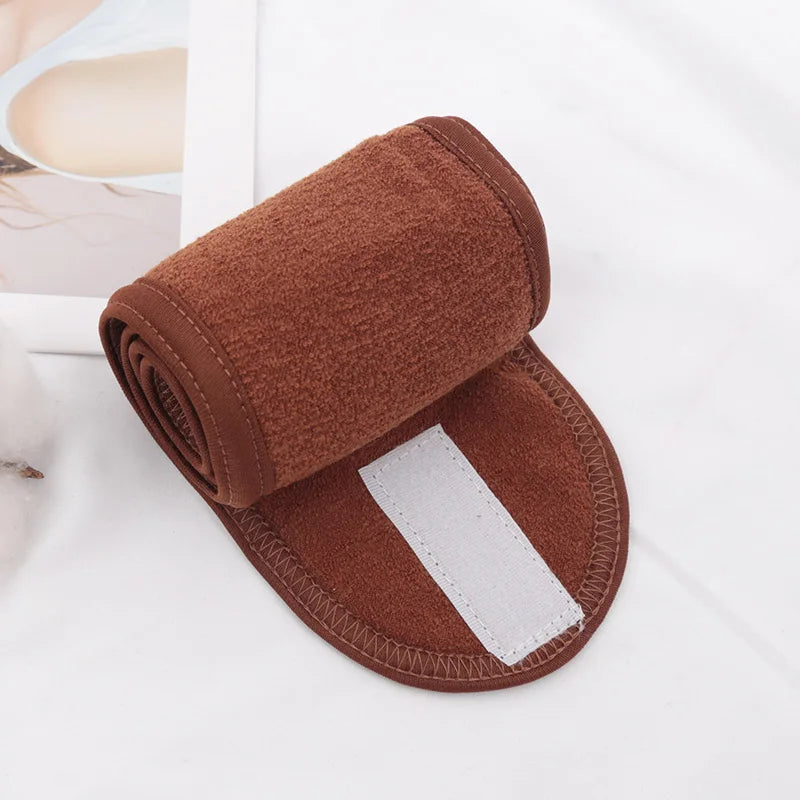 Women Soft Toweling Hair Accessories Girls Yoga Headbands for Face Washing Bath Makeup Hair Band Adjustable SPA Facial Headband Qme Brown One Size