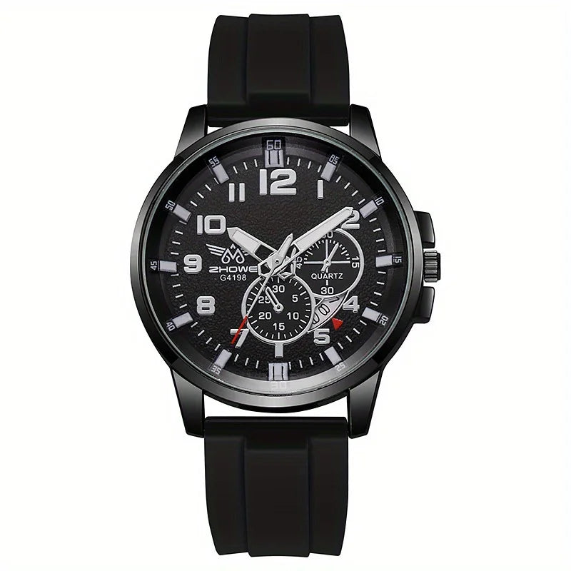 6pcs - Casual Fashion Business Silicone Scale Calendar Men's Youth Quartz Watch Men's Watch Set Student Quartz Watch Qme