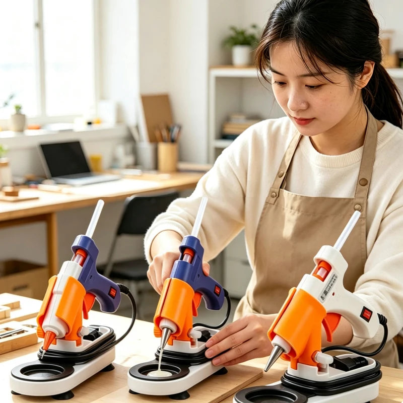 Adjustable Hot Glue Gun Stand Holder, Anti-Slip Hot Melt Glue Gun Base With Drip Tray Cord Storage For DIY Craft Household Qme