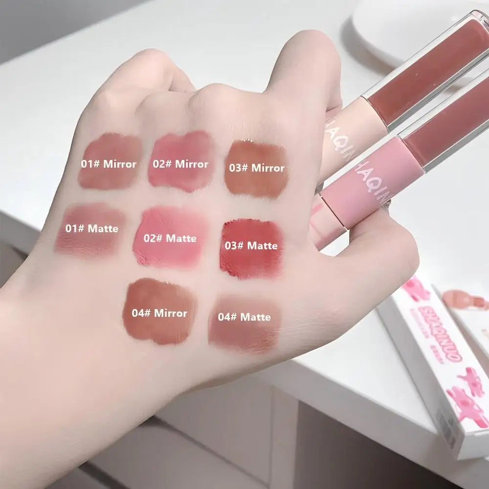 Double-ended Lip Glaze Matte Water-gloss Mirror Whitening Qme